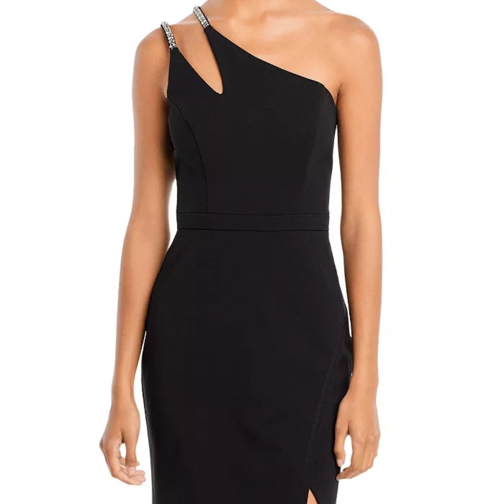 new DESIGNER AQUA exclusive BLACK DRESS cocktail wedding 6 & 8 rhinestones